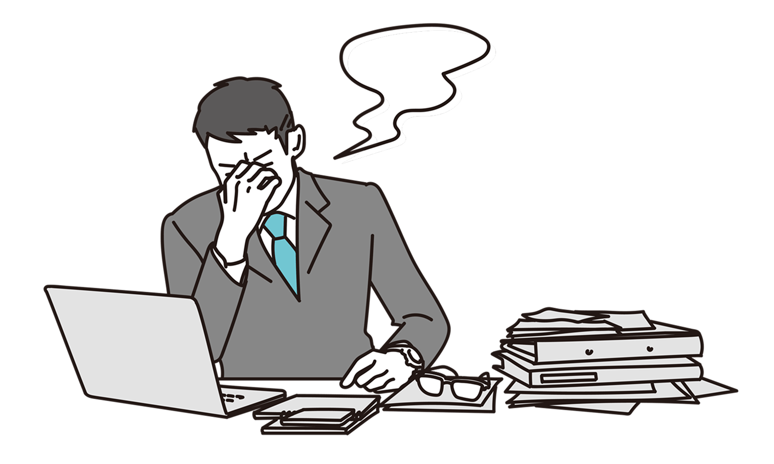 悩んでいる人物のイラスト